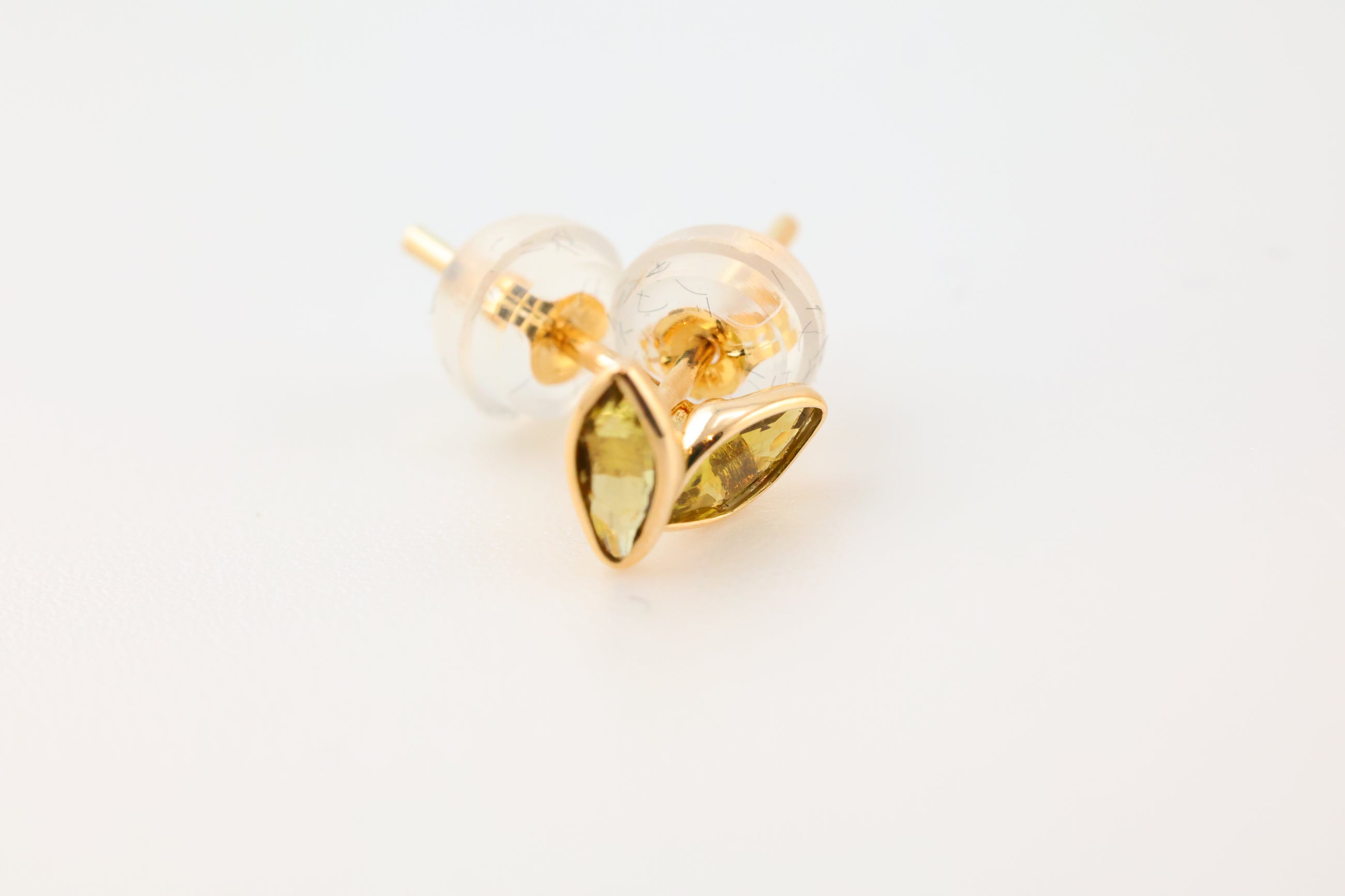 Yellow Tourmaline Earrings Cat's Eye Gold
