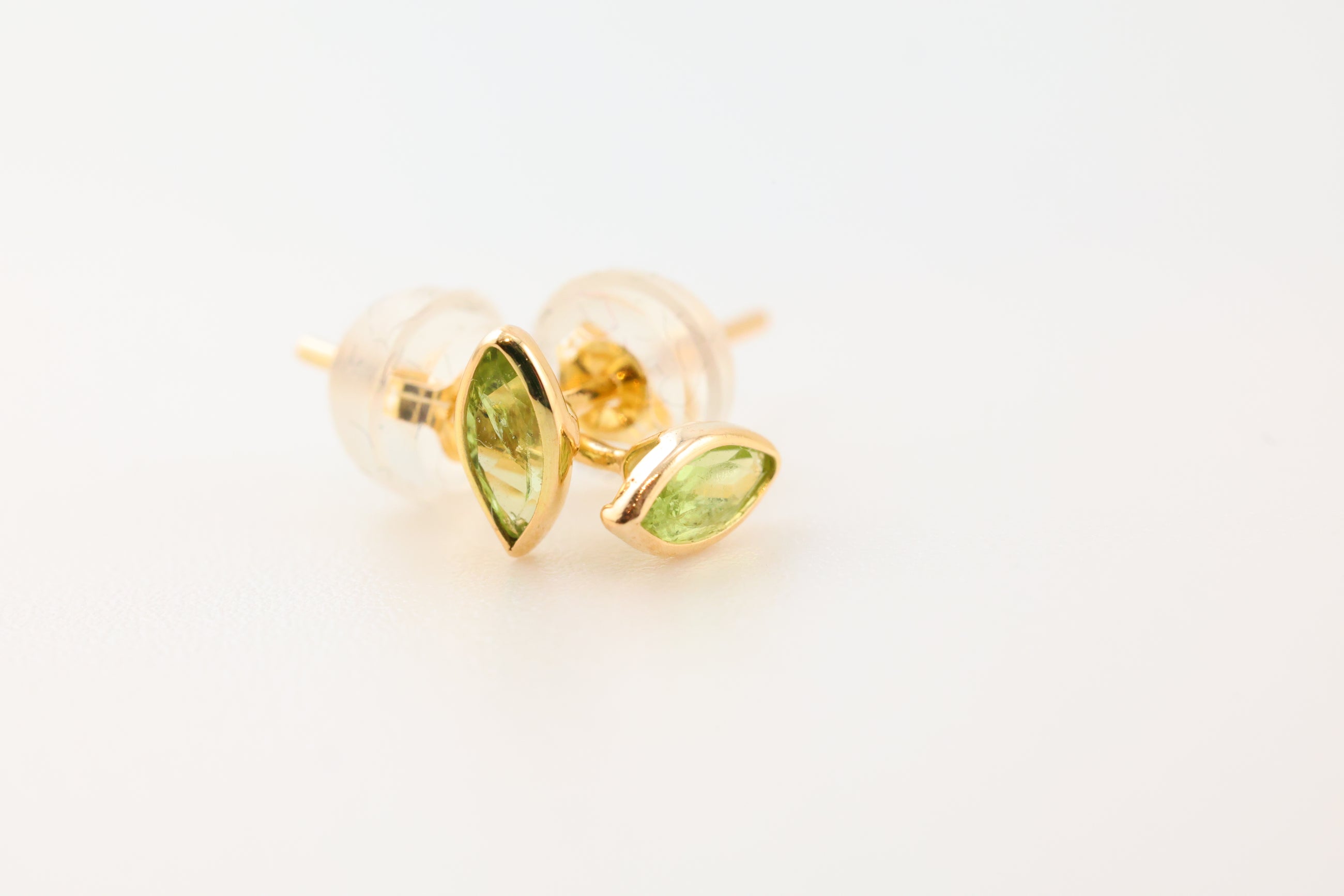 Peridot Earrings Cat's Eye 14k Gold