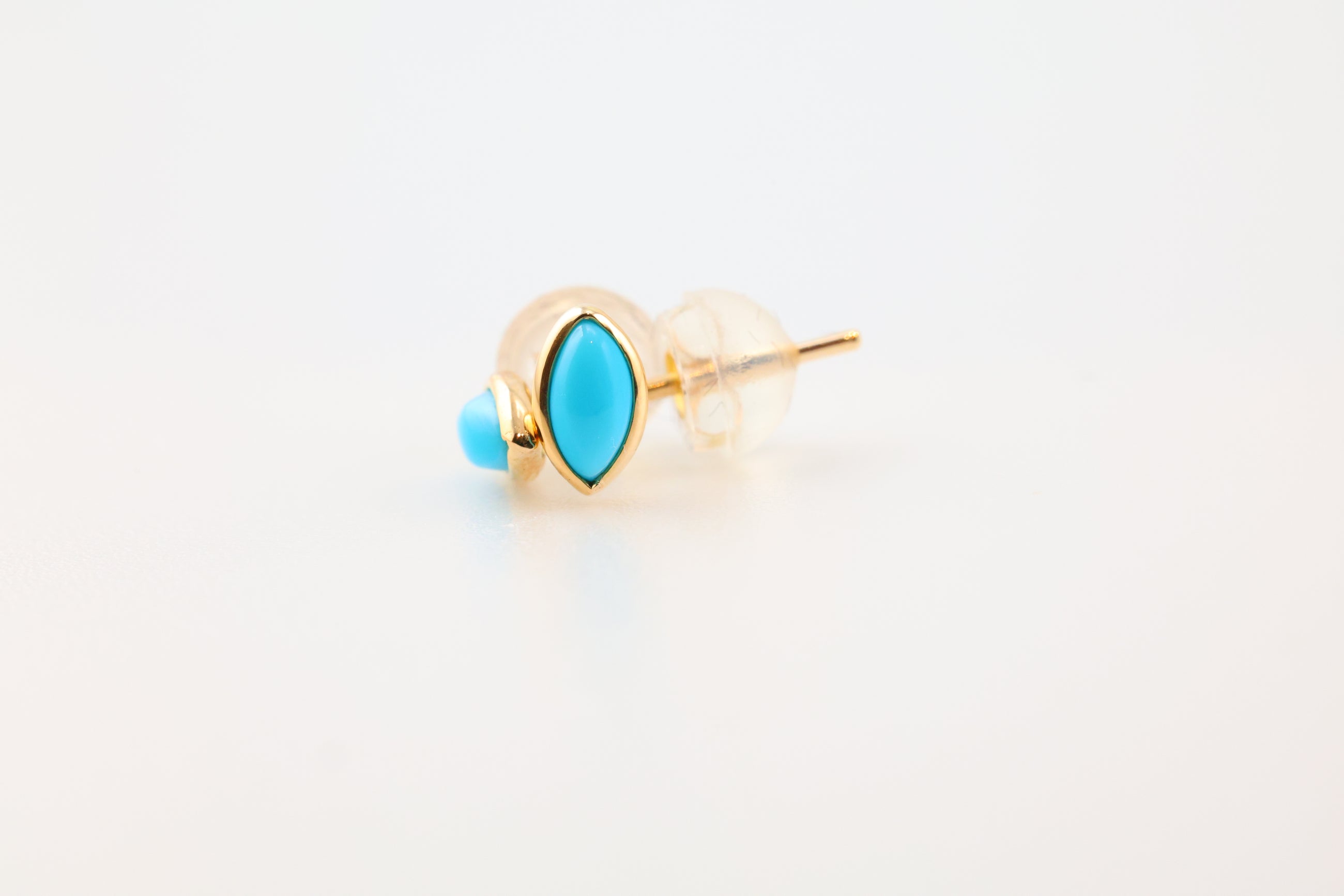Turquoise Earrings Cat's Eye (Sleeping Beauty) 14k Gold