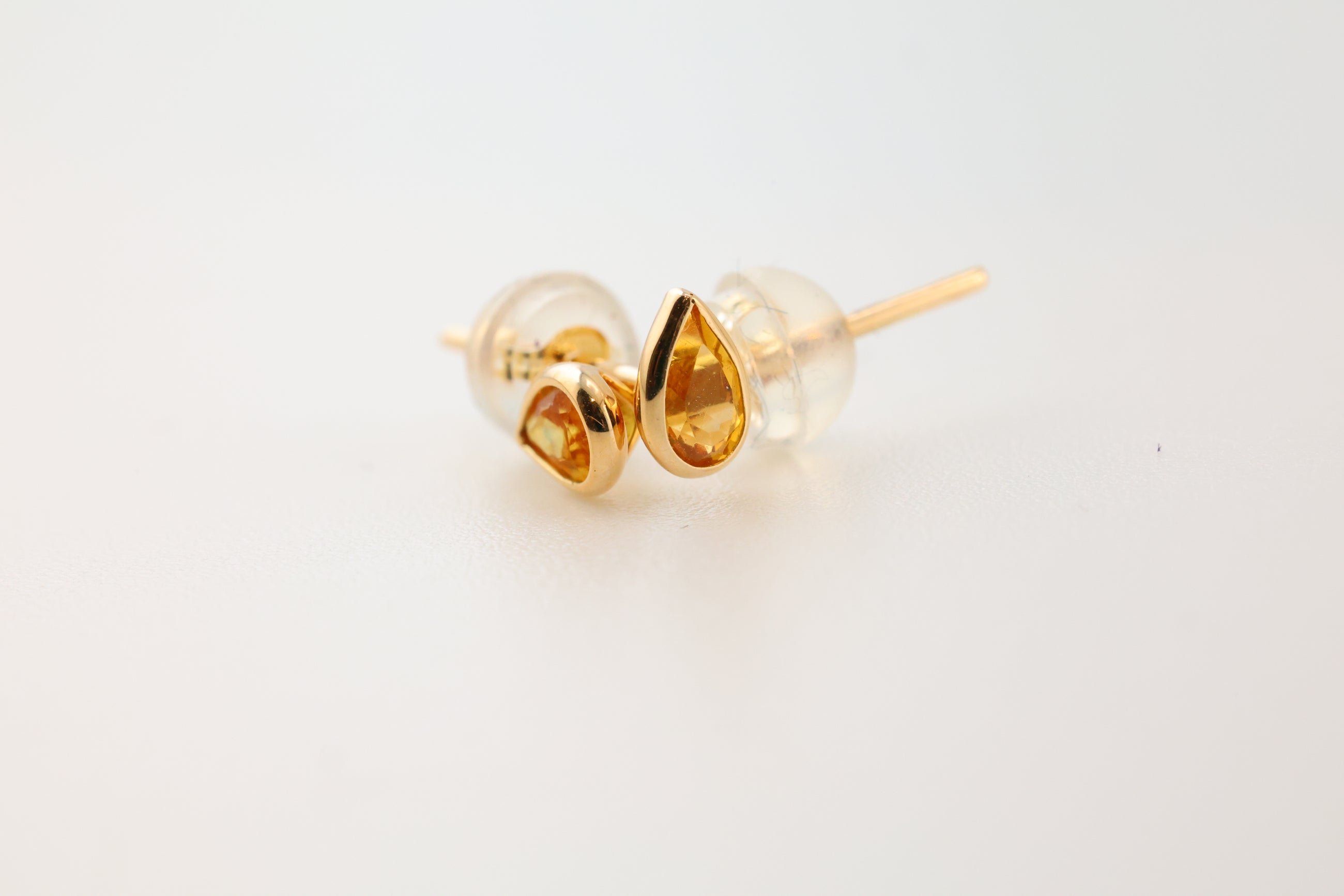 Citrine Earrings Teardrop 14k Gold