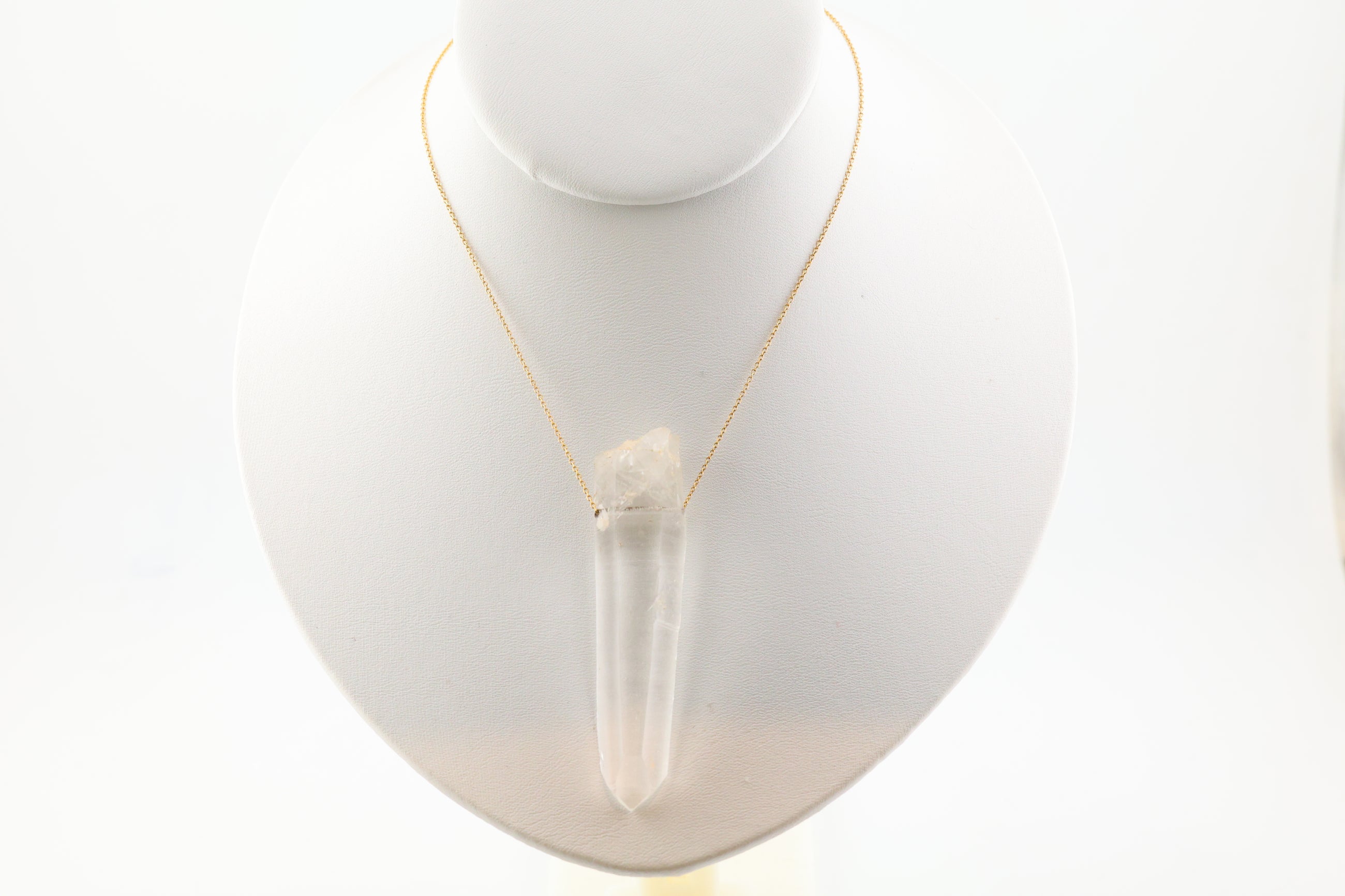 Clear Quartz High Lumerian Necklace on 14k Gold
