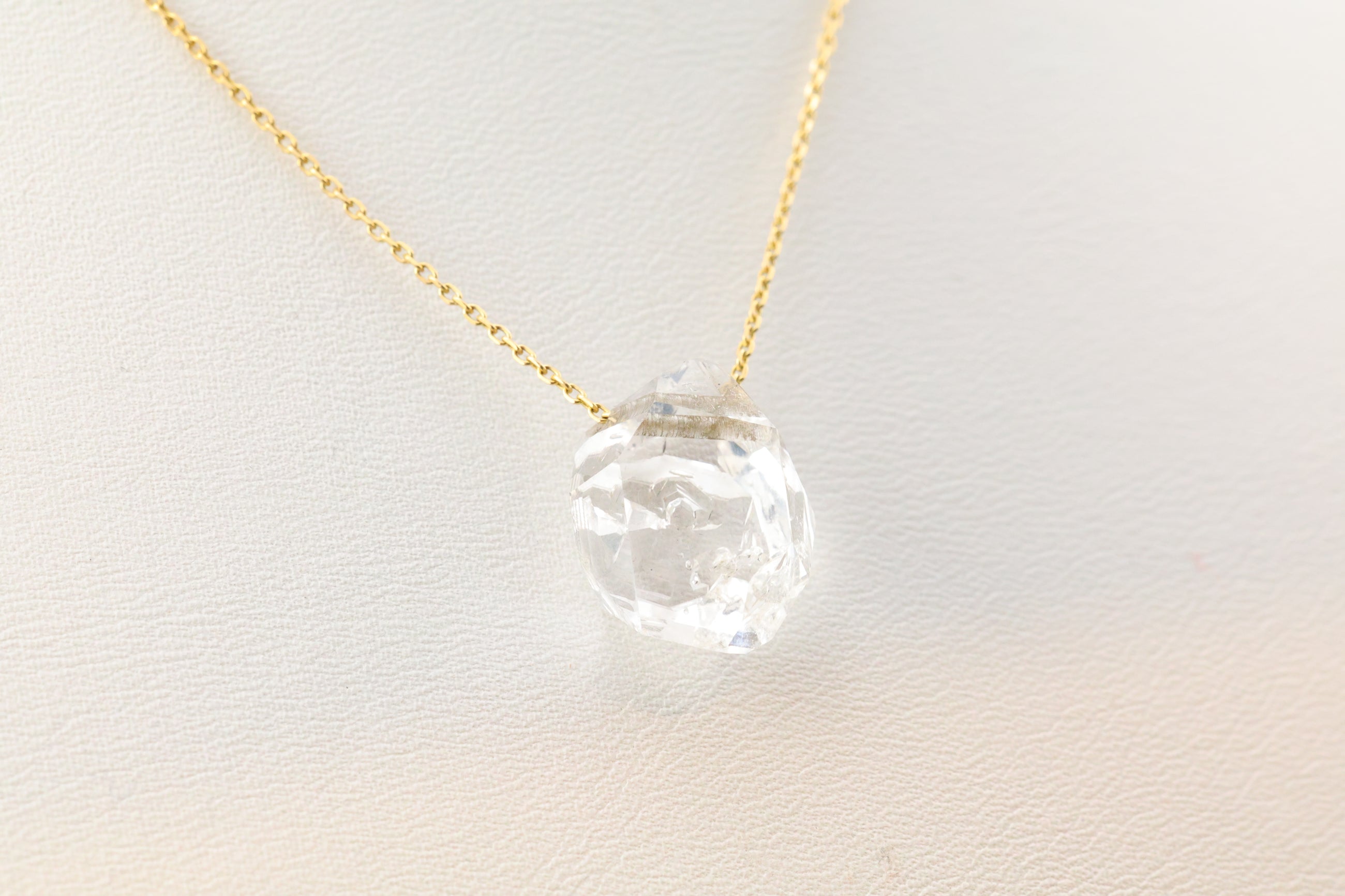 Small Herkimer Diamond Necklace on 14k Gold 16” Chain