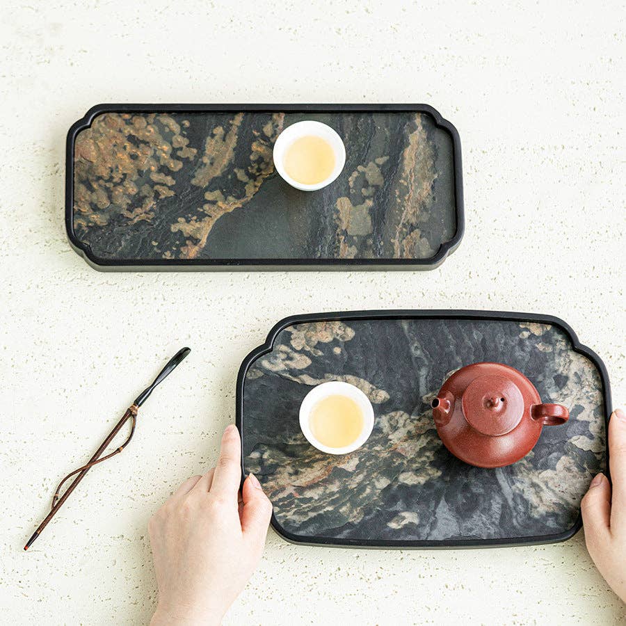Gohobi Wabi-Sabi Stone Panel Tea Tray: Style E