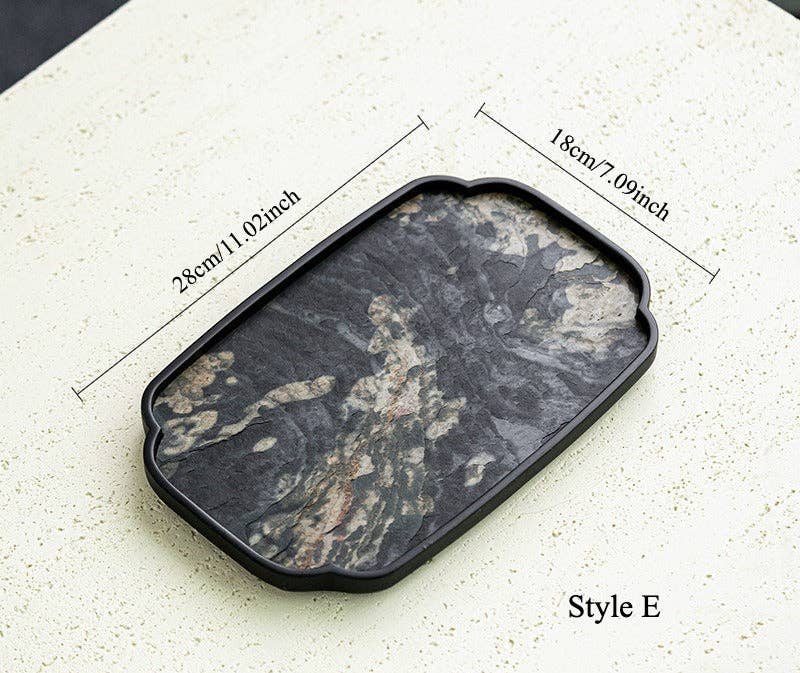 Gohobi Wabi-Sabi Stone Panel Tea Tray: Style G