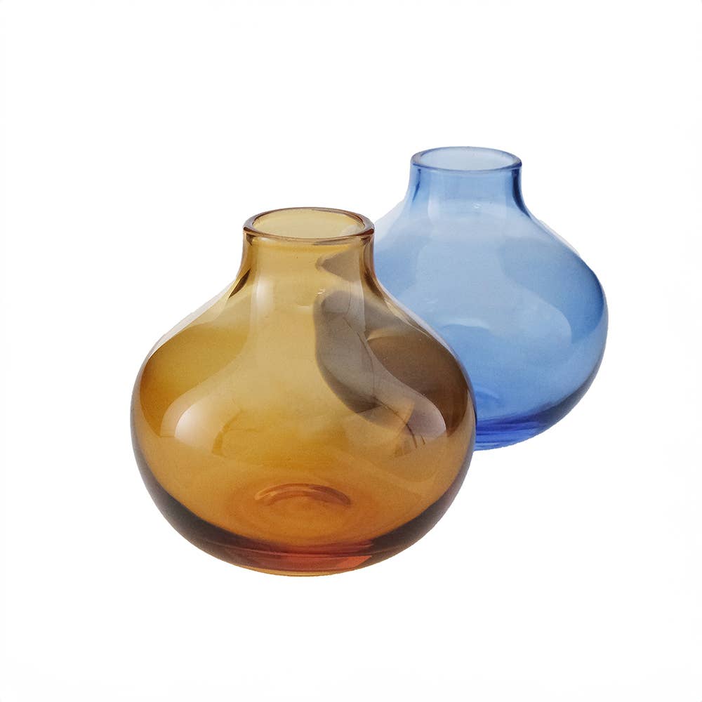 Hand-Blown Colored Glass Bud Vase: Amber
