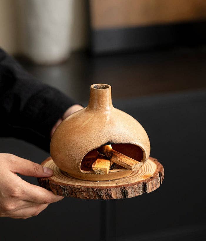 Gohobi Little Puff Ceramic Aromatherapy Fireplace Burner: Black