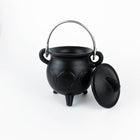 TRIPLE MOON Cast Iron Cauldron with Lid 4.5"D 4.25"H