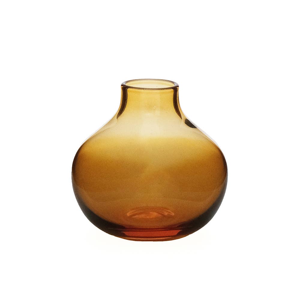 Hand-Blown Colored Glass Bud Vase: Amber