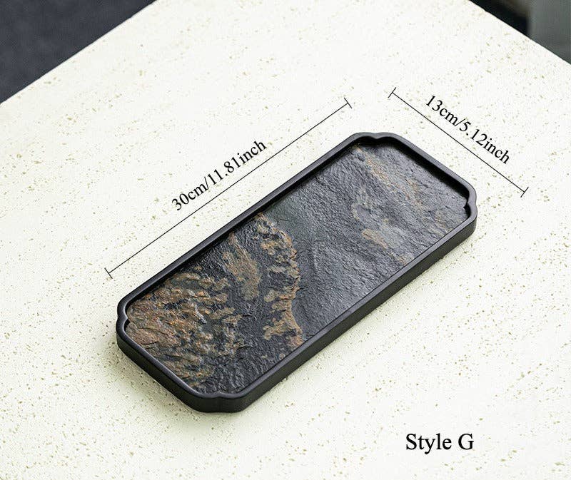 Gohobi Wabi-Sabi Stone Panel Tea Tray: Style C