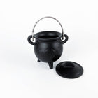 TRIPLE MOON Cast Iron Cauldron with Lid 4.5"D 4.25"H