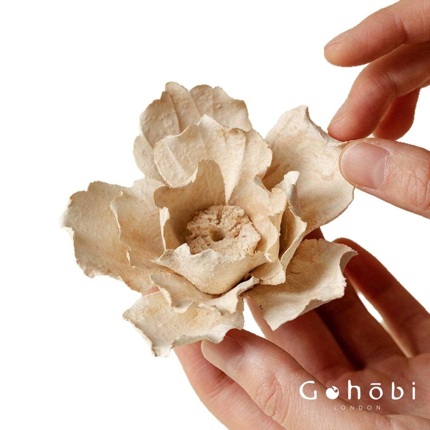 Gohobi Handmade Floral Incense Holder 001 - Lily: Striped Brown