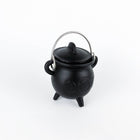 TRIPLE MOON Cast Iron Cauldron with Lid 4.5"D 4.25"H