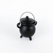 TRIPLE MOON Cast Iron Cauldron with Lid 4.5"D 4.25"H