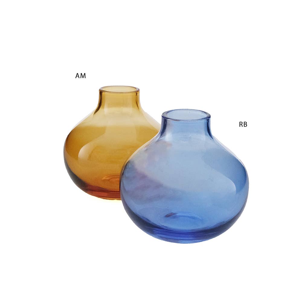 Hand-Blown Colored Glass Bud Vase: Amber