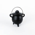 TRIPLE MOON Cast Iron Cauldron with Lid 4.5"D 4.25"H
