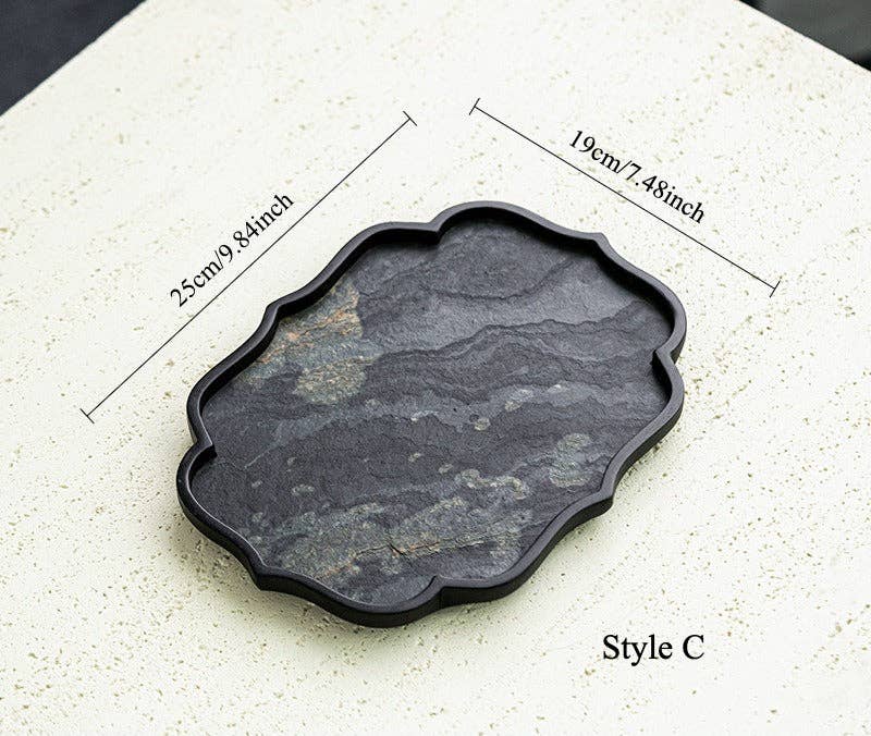 Gohobi Wabi-Sabi Stone Panel Tea Tray: Style C