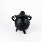 TRIPLE MOON Cast Iron Cauldron with Lid 4.5"D 4.25"H