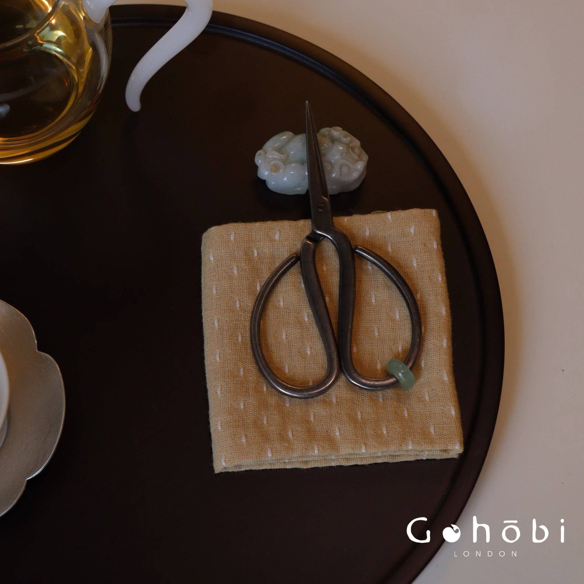 Gohobi Handmade Old Iron Tea Scissors – Portable Tea Ceremony Accessory: Light Green