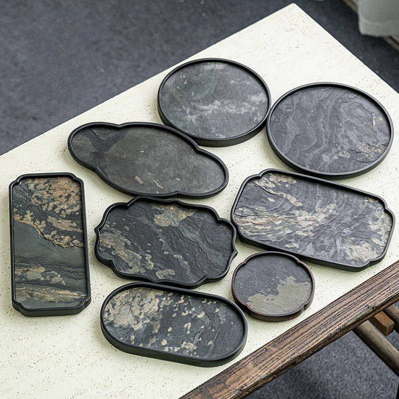 Gohobi Wabi-Sabi Stone Panel Tea Tray: Style H