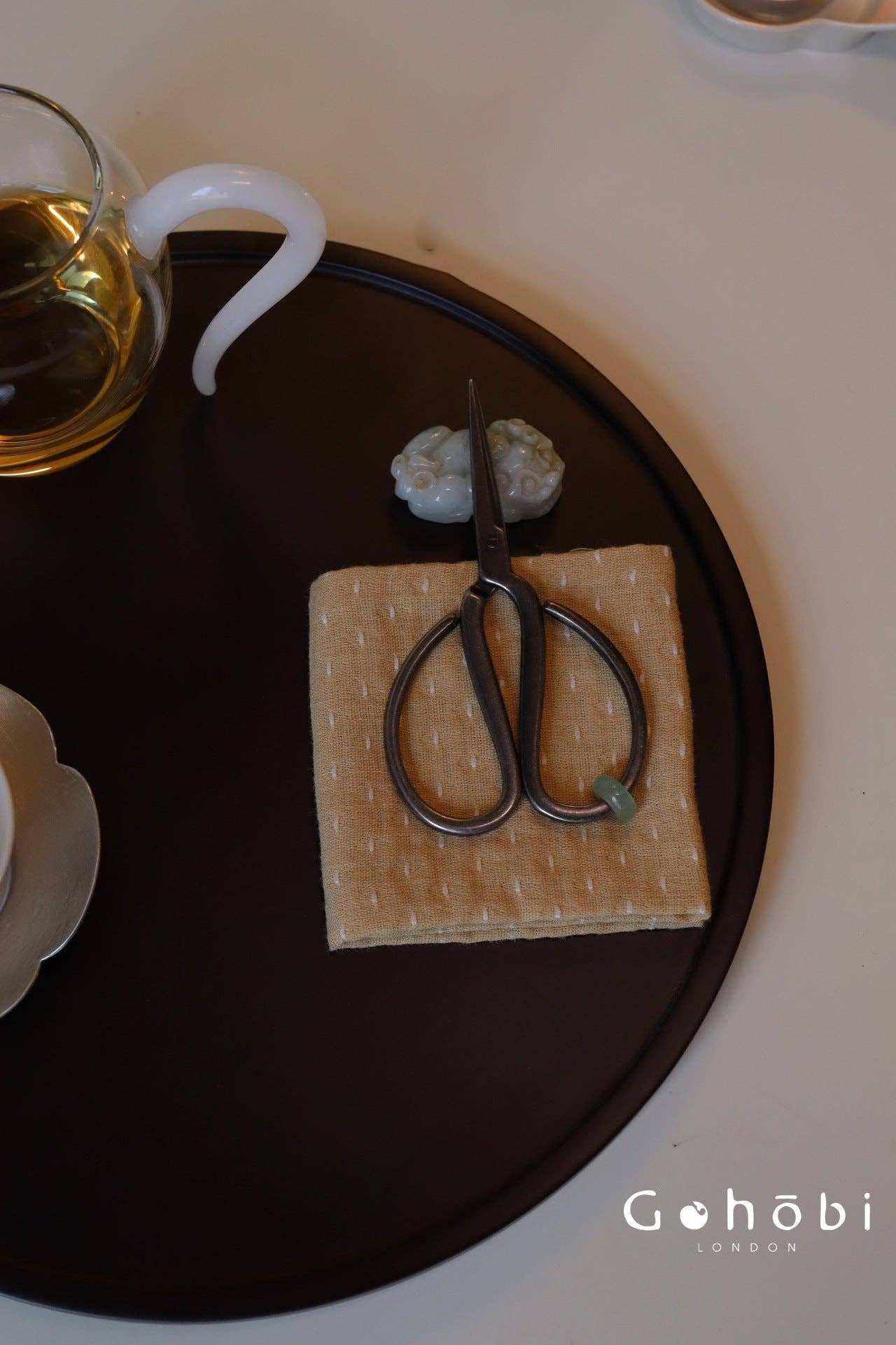 Gohobi Handmade Old Iron Tea Scissors – Portable Tea Ceremony Accessory: Light Green