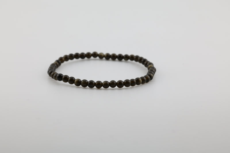 Golden Sheen Obsidian Bead Bracelet