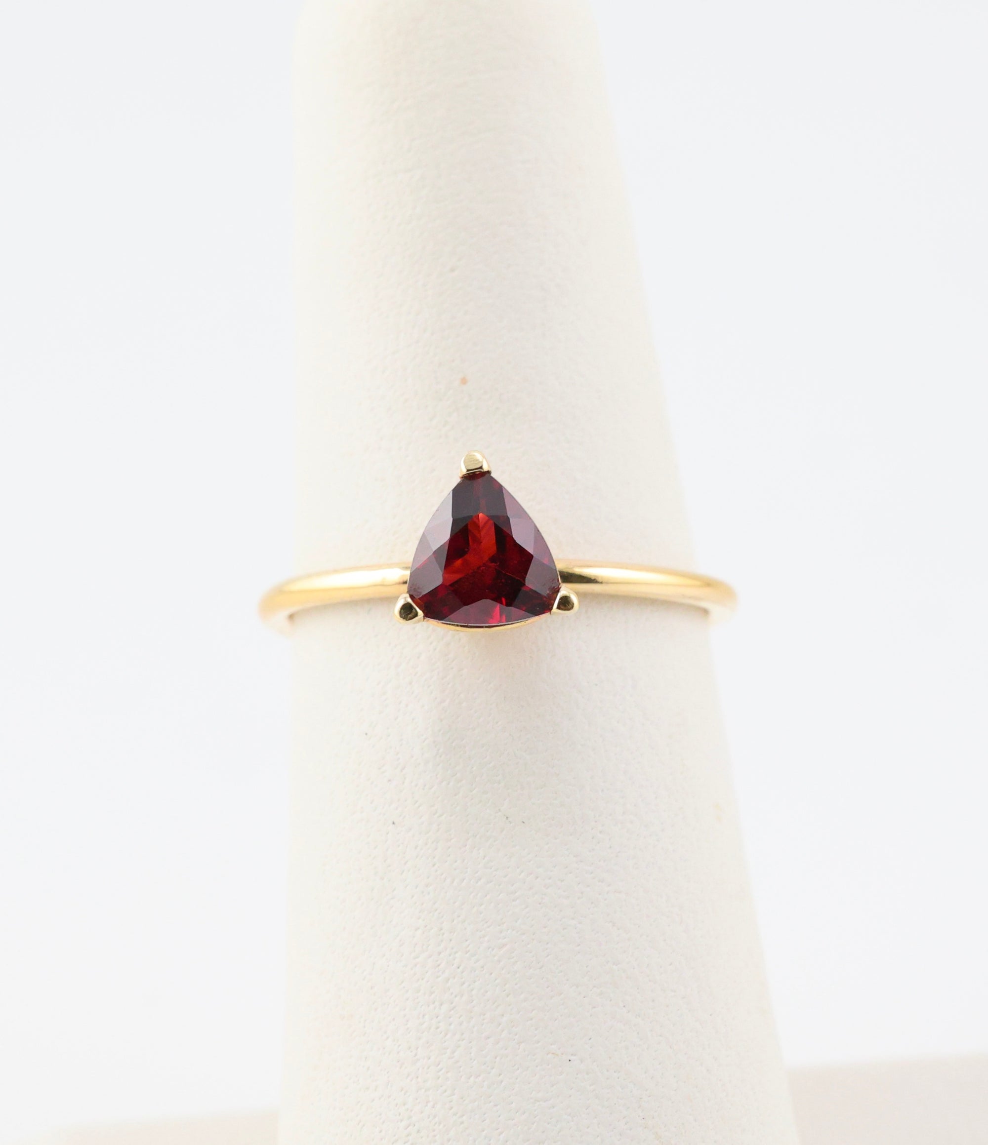 Garnet Triangle Ring 14k Gold