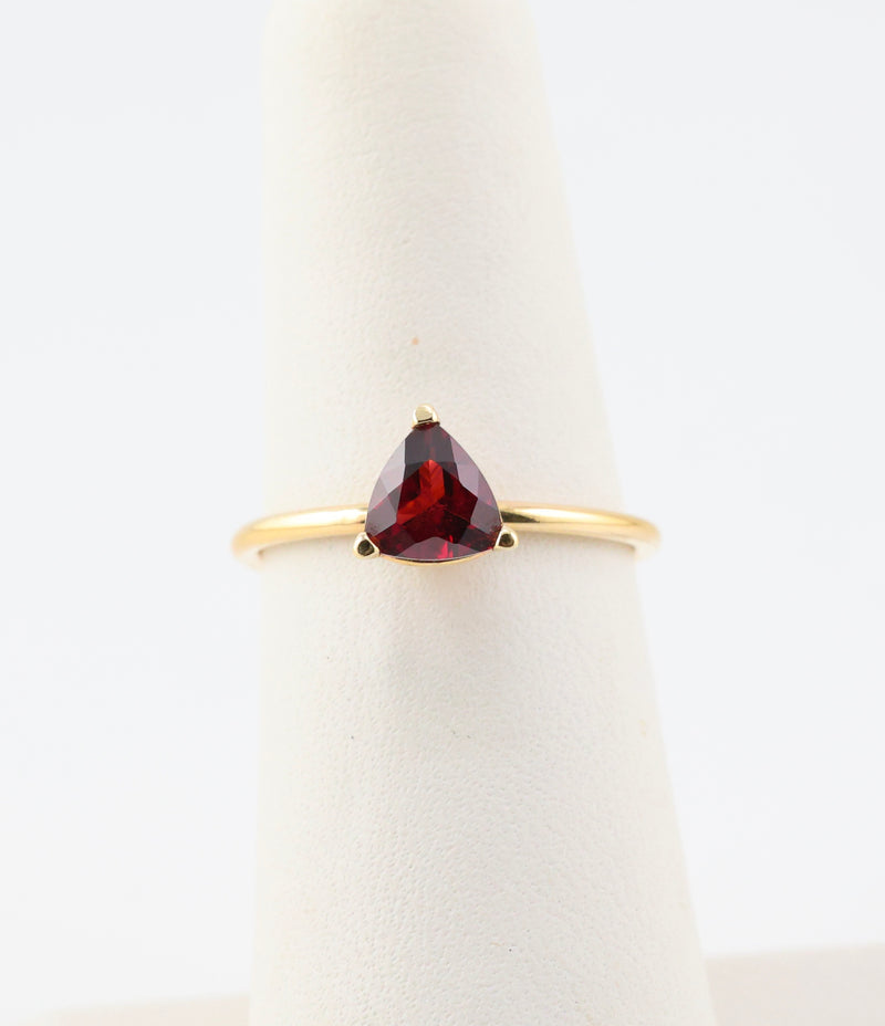 Garnet Triangle Ring 14k Gold