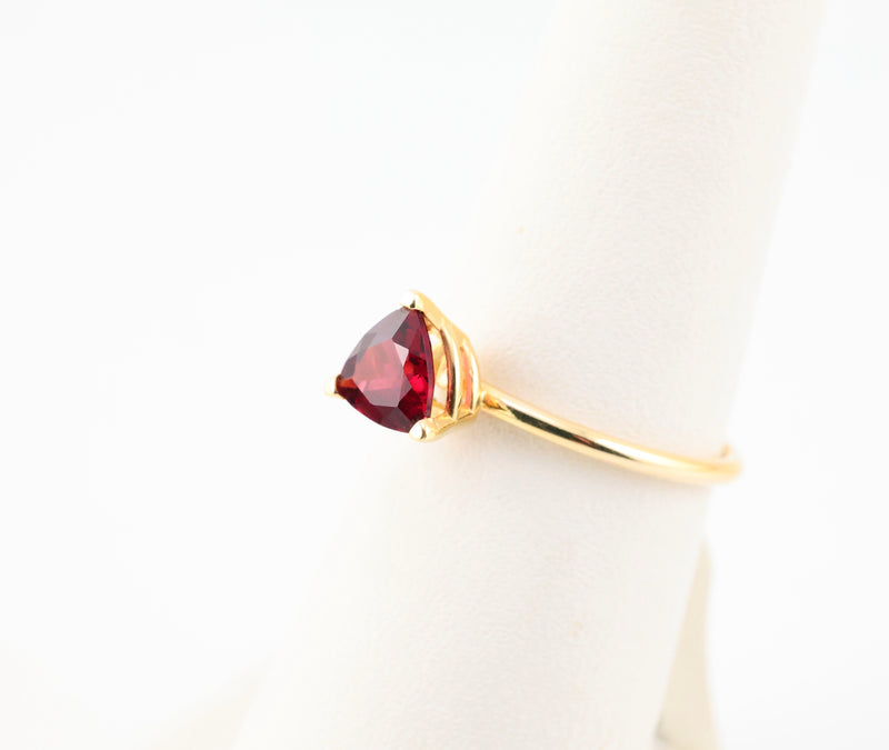 Garnet Triangle Ring 14k Gold