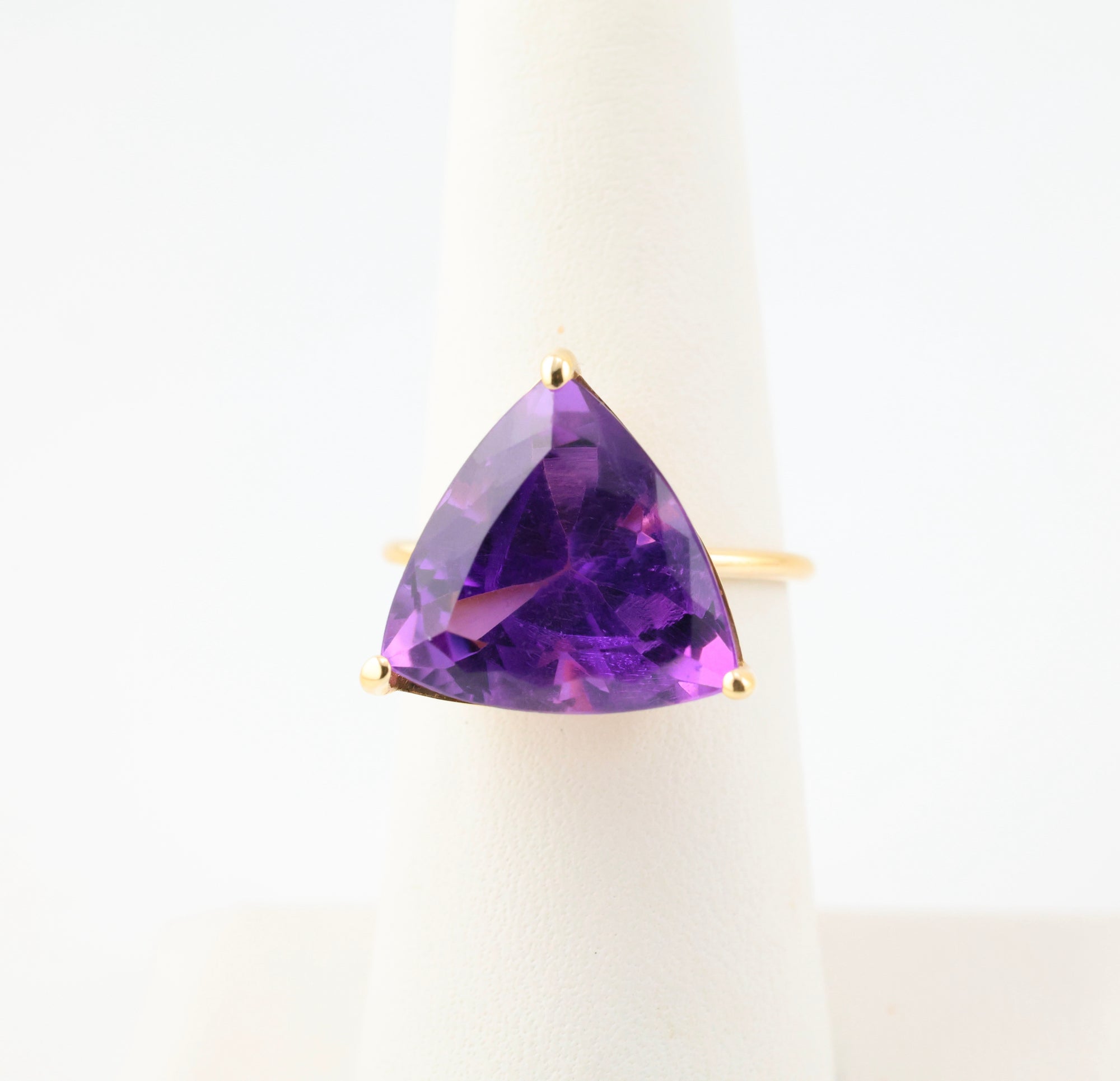 Amethyst Trillion Cut Ring 14k Gold