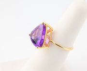 Amethyst Trillion Cut Ring 14k Gold