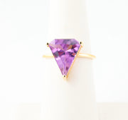 Amethyst Triangle Ring 14k Gold