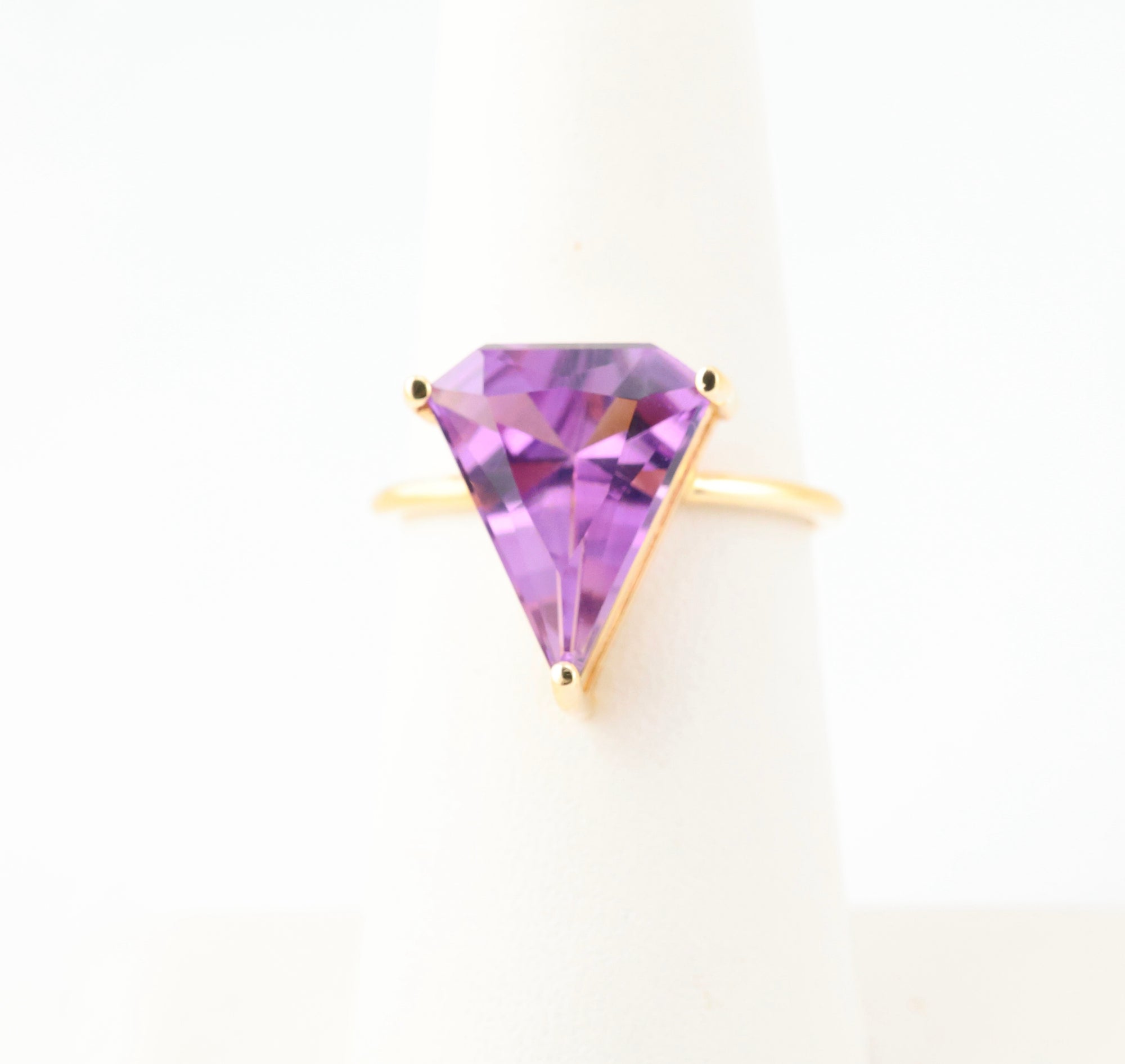 Amethyst Triangle Ring 14k Gold