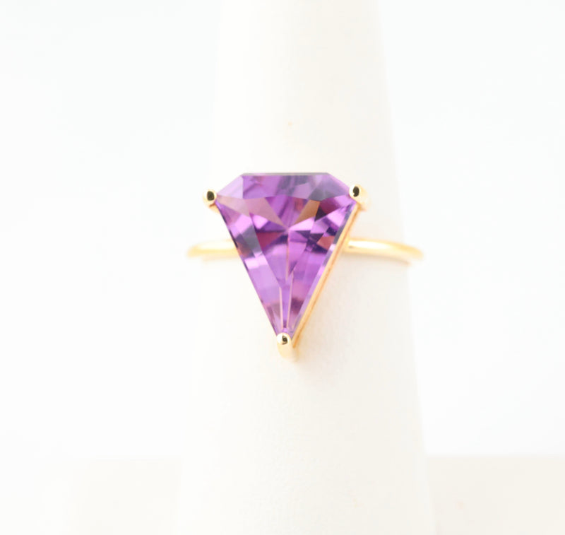 Amethyst Triangle Ring 14k Gold