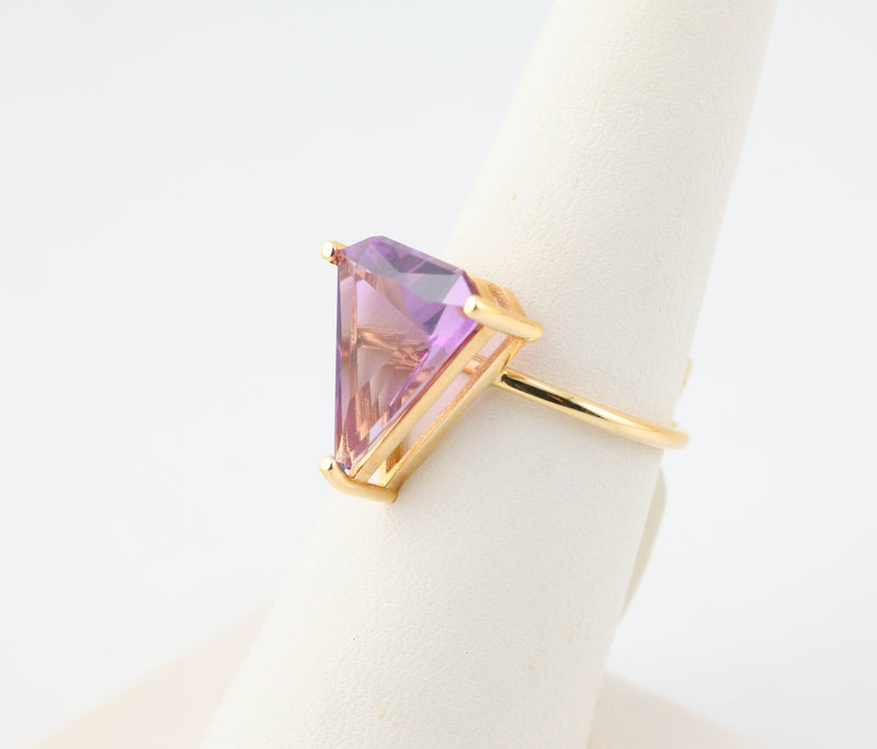 Amethyst Triangle Ring 14k Gold