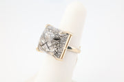 Tourmalinated Quartz Ring Sterling Silver Square Cut