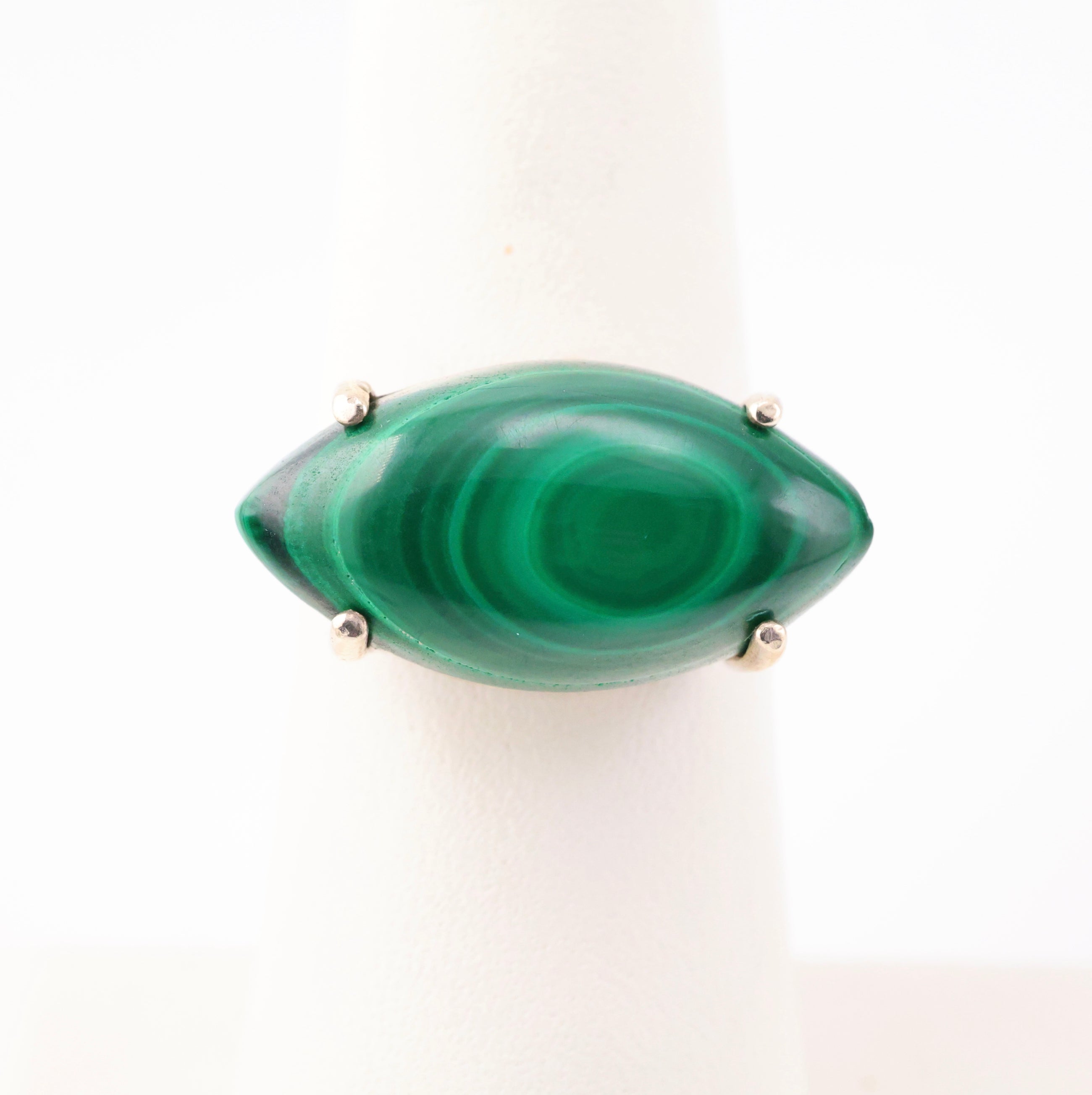 Malachite Ring Eye  Sterling Silver