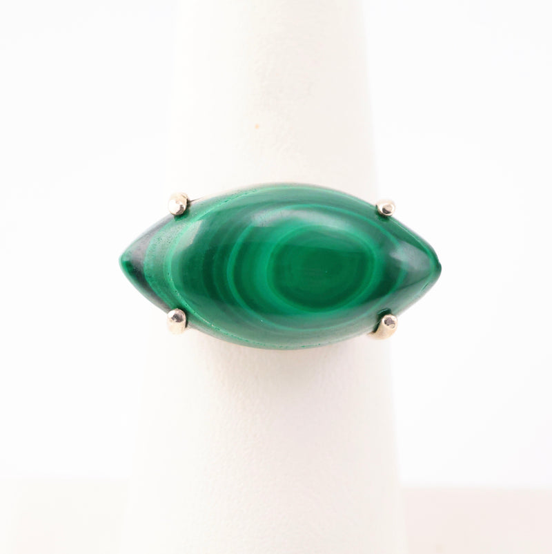 Malachite Ring Eye  Sterling Silver