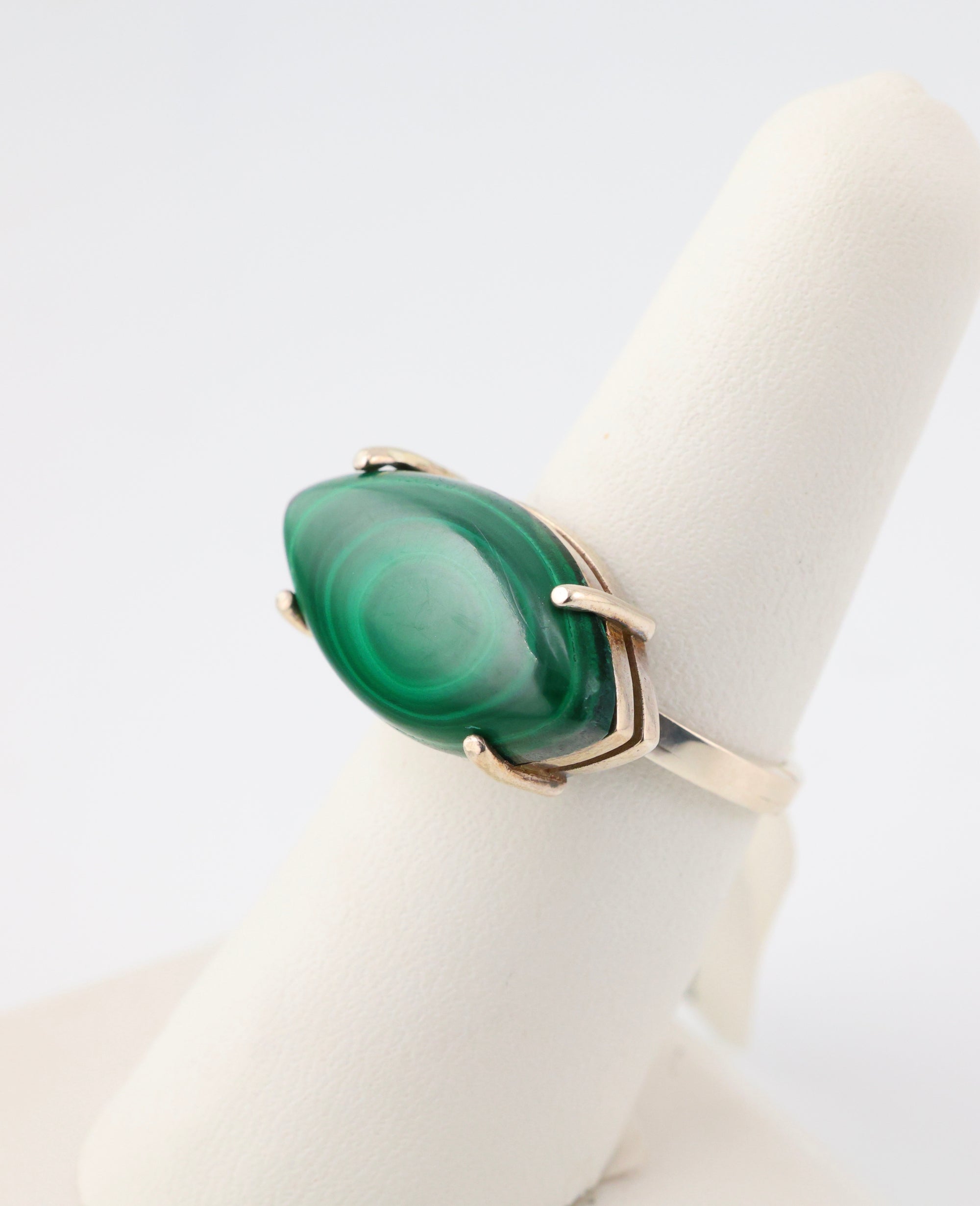 Malachite Ring Eye  Sterling Silver
