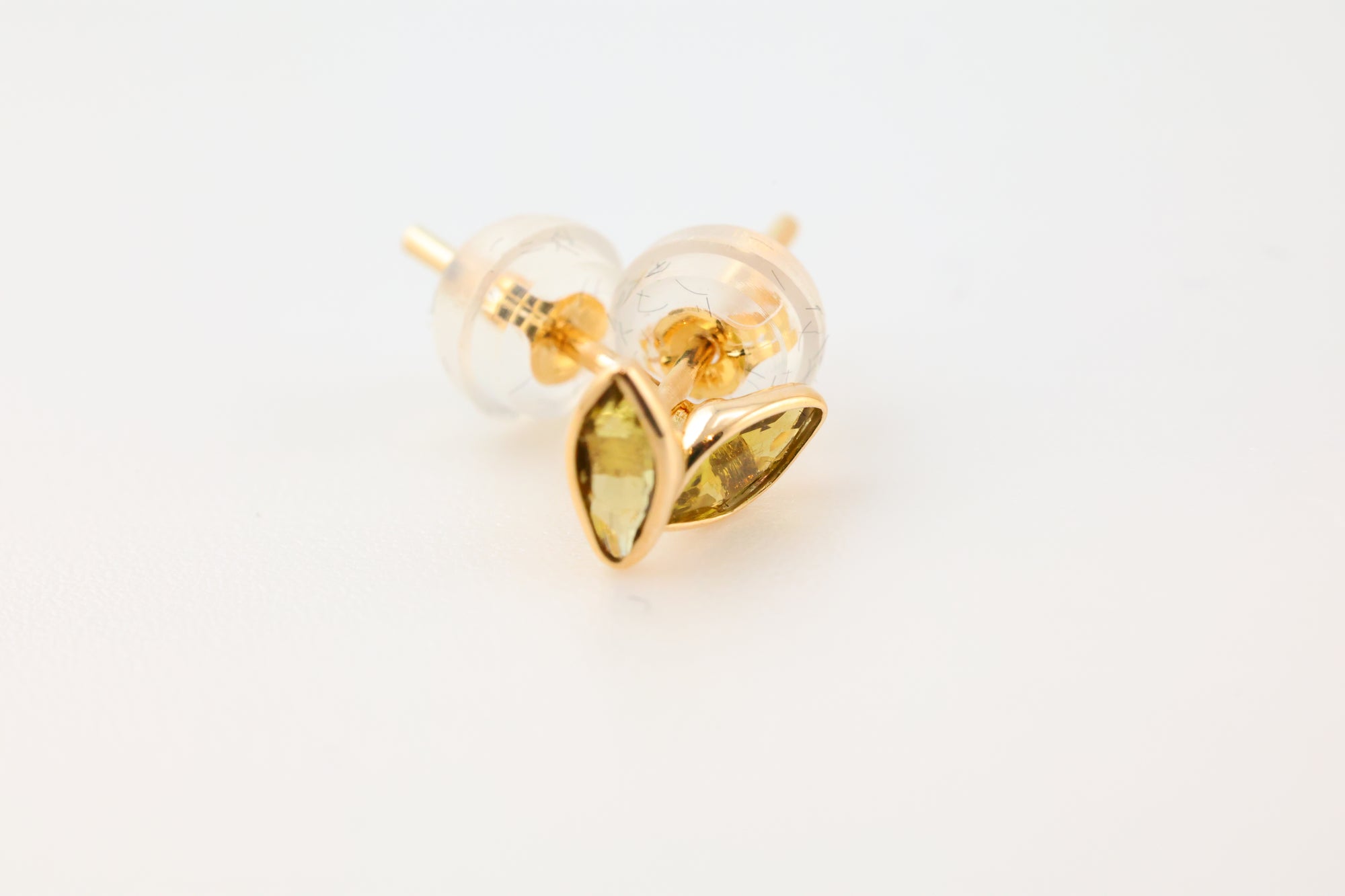 Yellow Tourmaline Earrings Cat's Eye Gold
