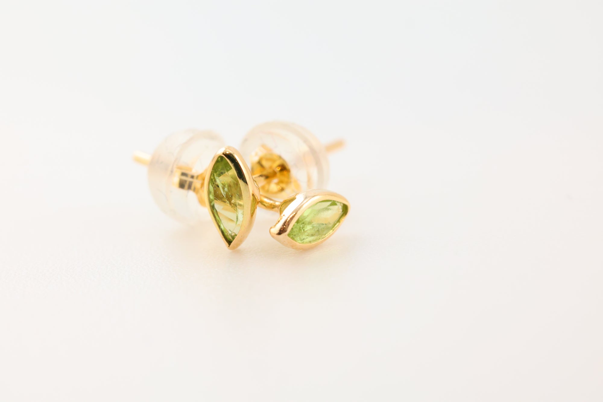 Peridot Earrings Cat's Eye 14k Gold
