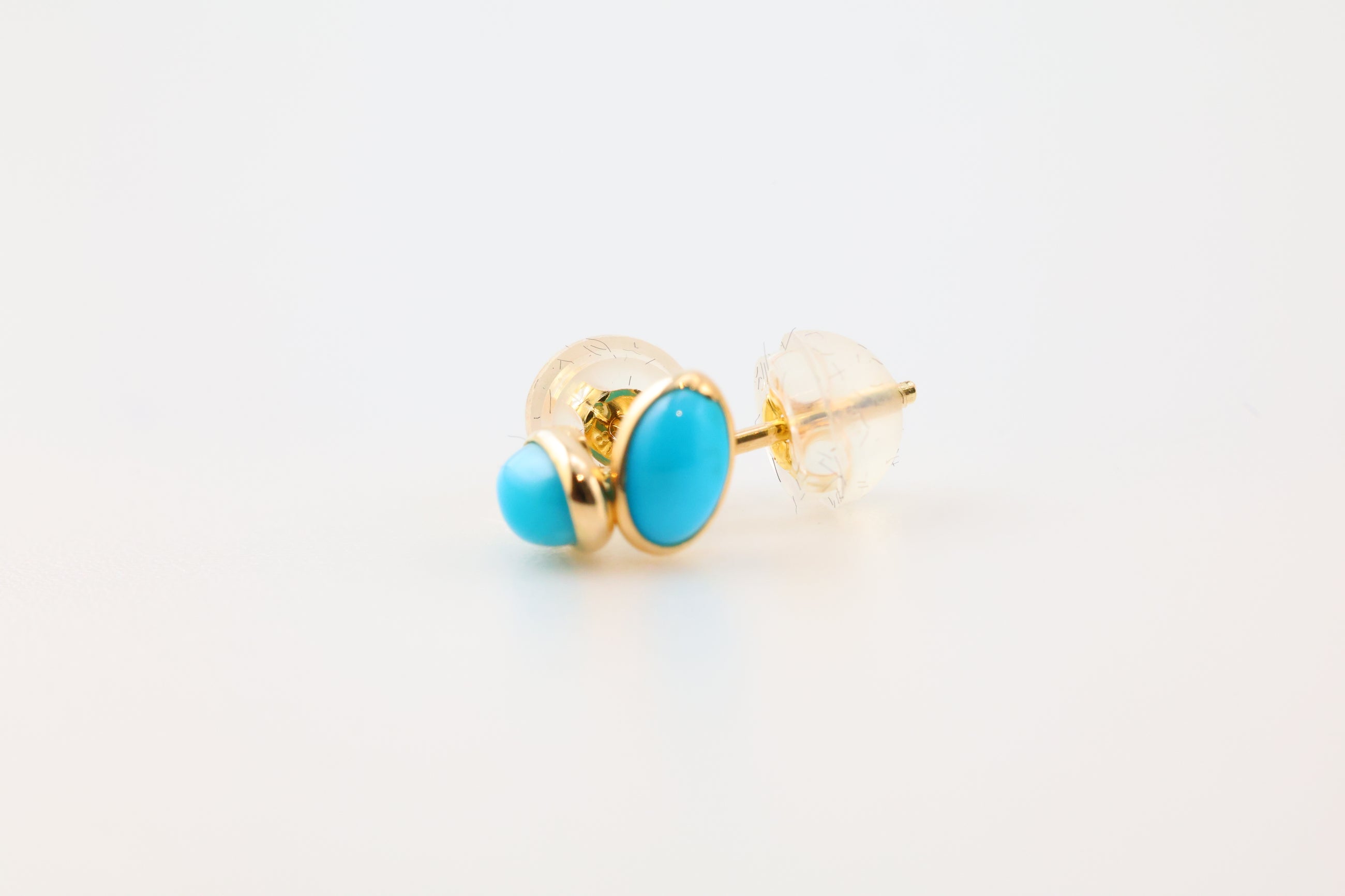 Turquoise Earrings Oval 14k Gold