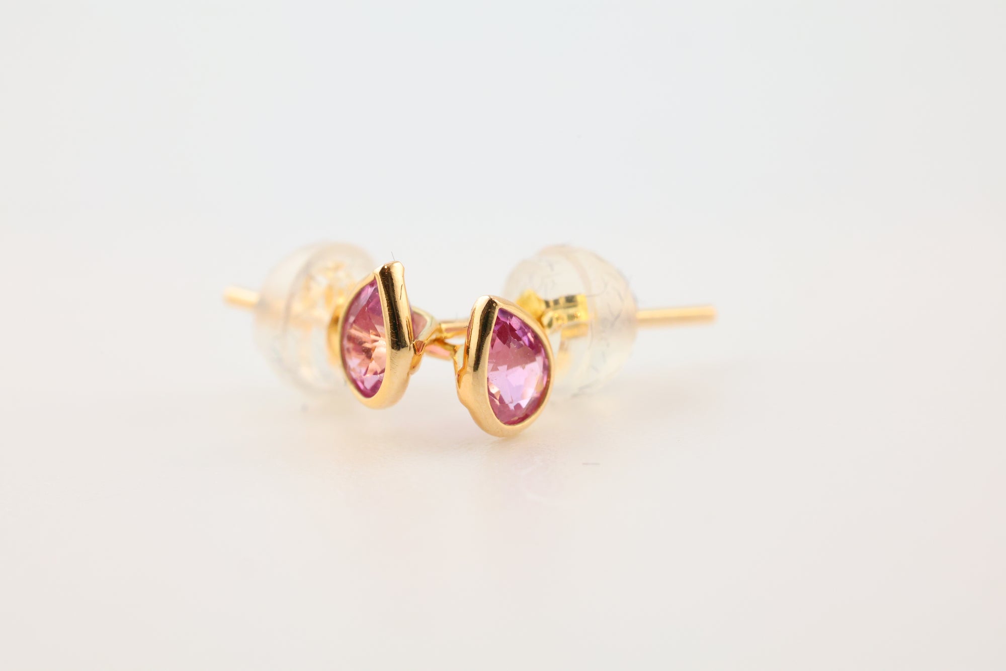 Pink Sapphire Earrings Teardrop 14k Gold