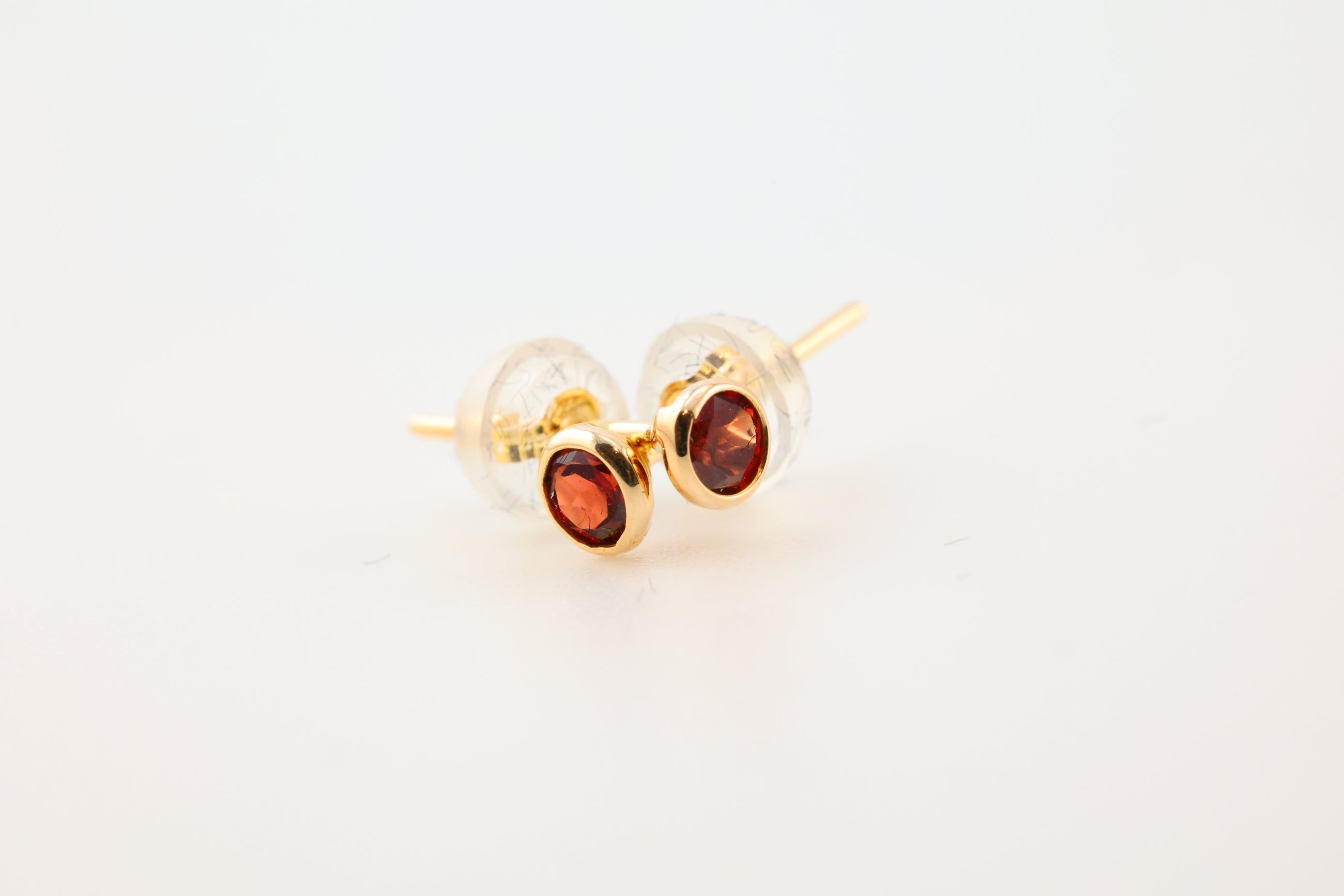 Garnet Earrings Circular 14k Gold
