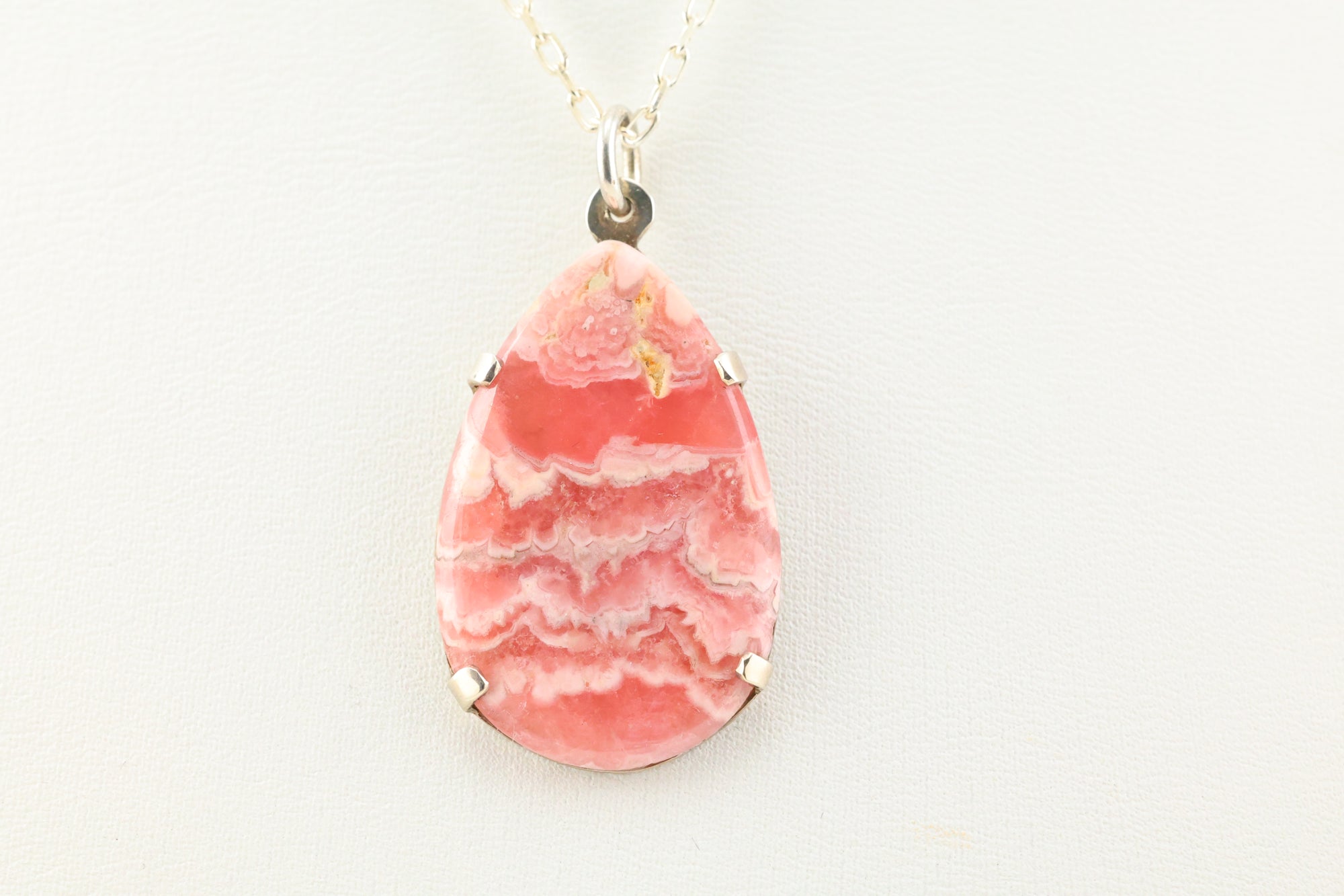 Rhodochrosite Necklace Sterling Silver