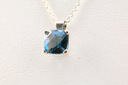 Blue Topaz Necklace Sterling Silver 16 inch
