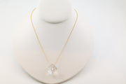 Small Herkimer Diamond Necklace on 14k Gold 16” Chain