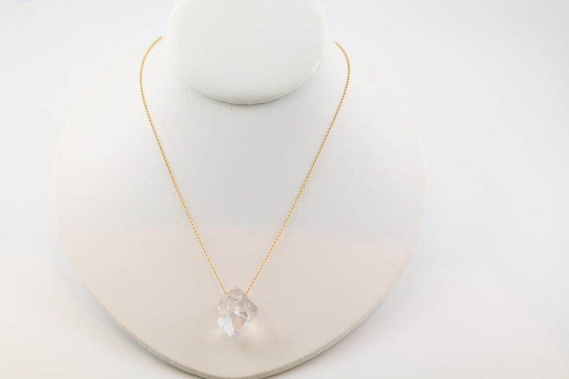 Small Herkimer Diamond Necklace on 14k Gold 16” Chain