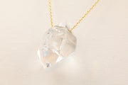 Small Herkimer Diamond Necklace on 14k Gold 16” Chain