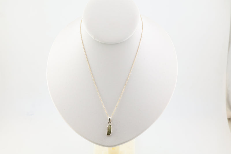 Moldavite Necklace Sterling Silver