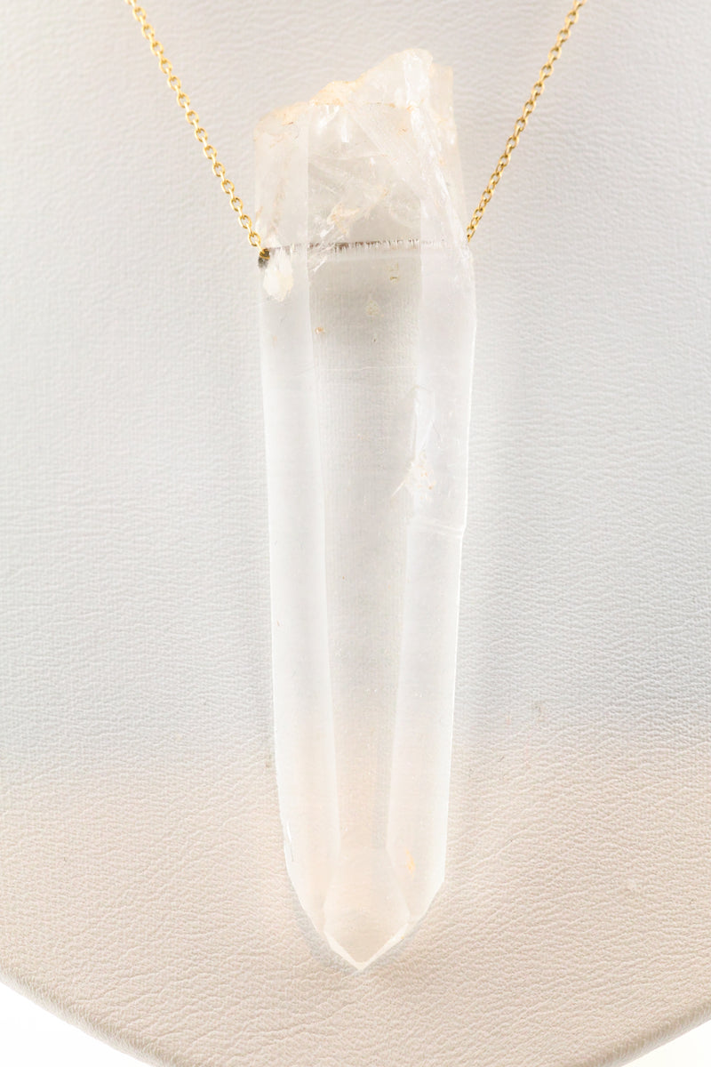 Clear Quartz High Lumerian Necklace on 14k Gold